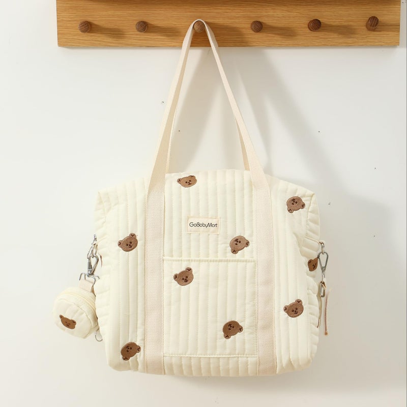 GOBABYMART Large Diaper Bag Tote  Maternity Travel diaper tote  Multifunction baby bag  Baby Nappy Bags  Messenger bag (Medium - Bears) - Image 2